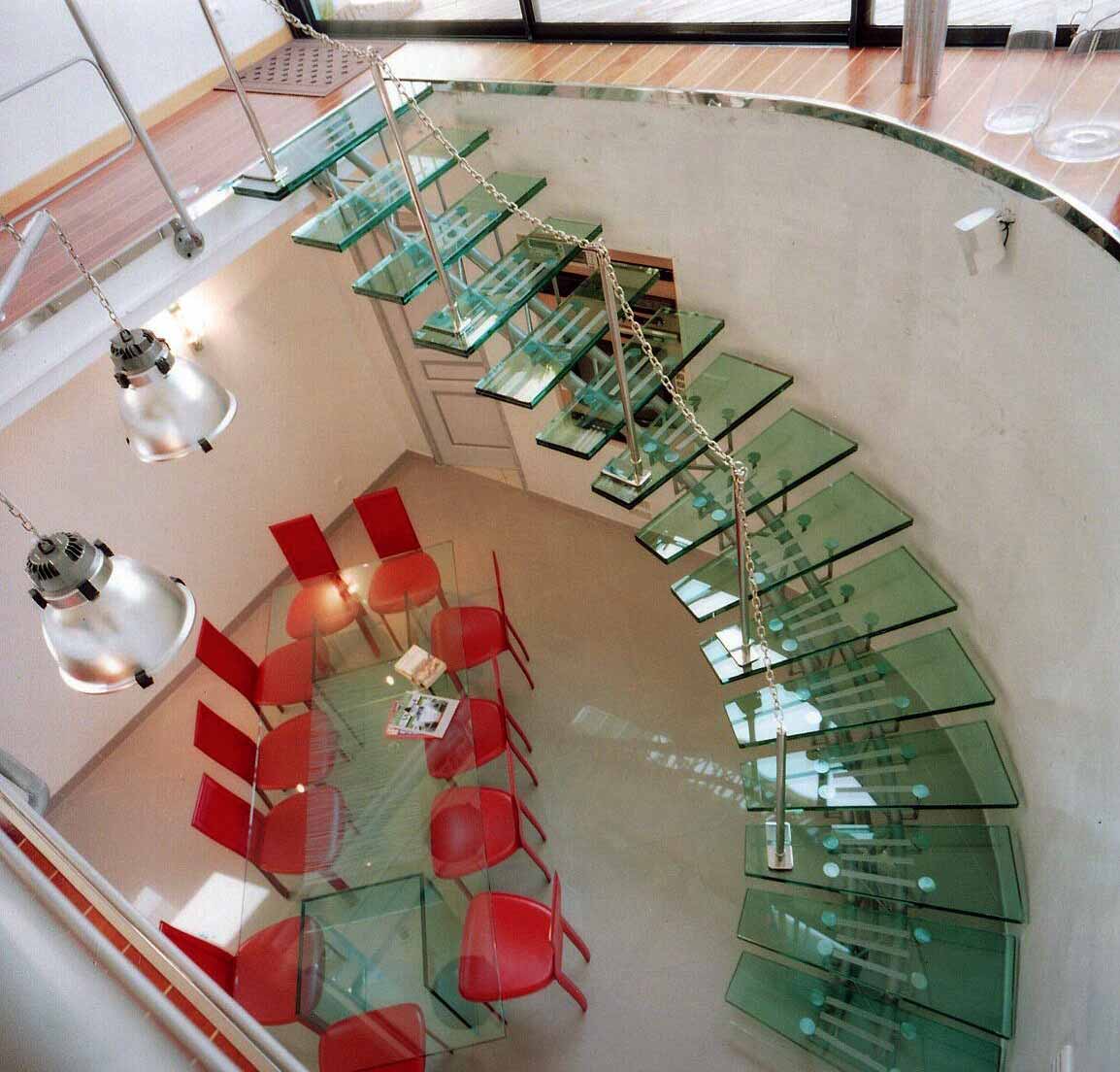 Escalier en verre clair feuilleté trempé Cannes 06